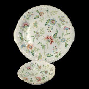 Sadek Buckingham Party‎ Serving Chip Dip 2 Piece Set Embossed Gold Trim Retired